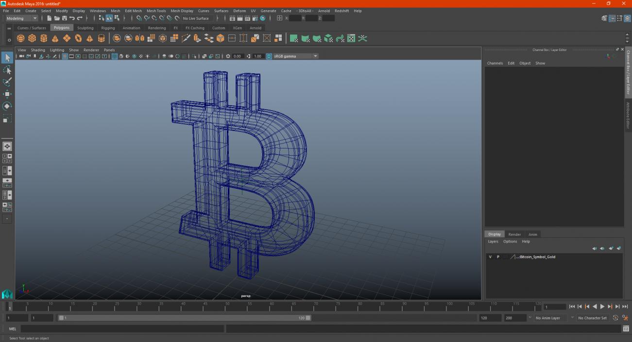 Bitcoin Symbol Gold 3D model