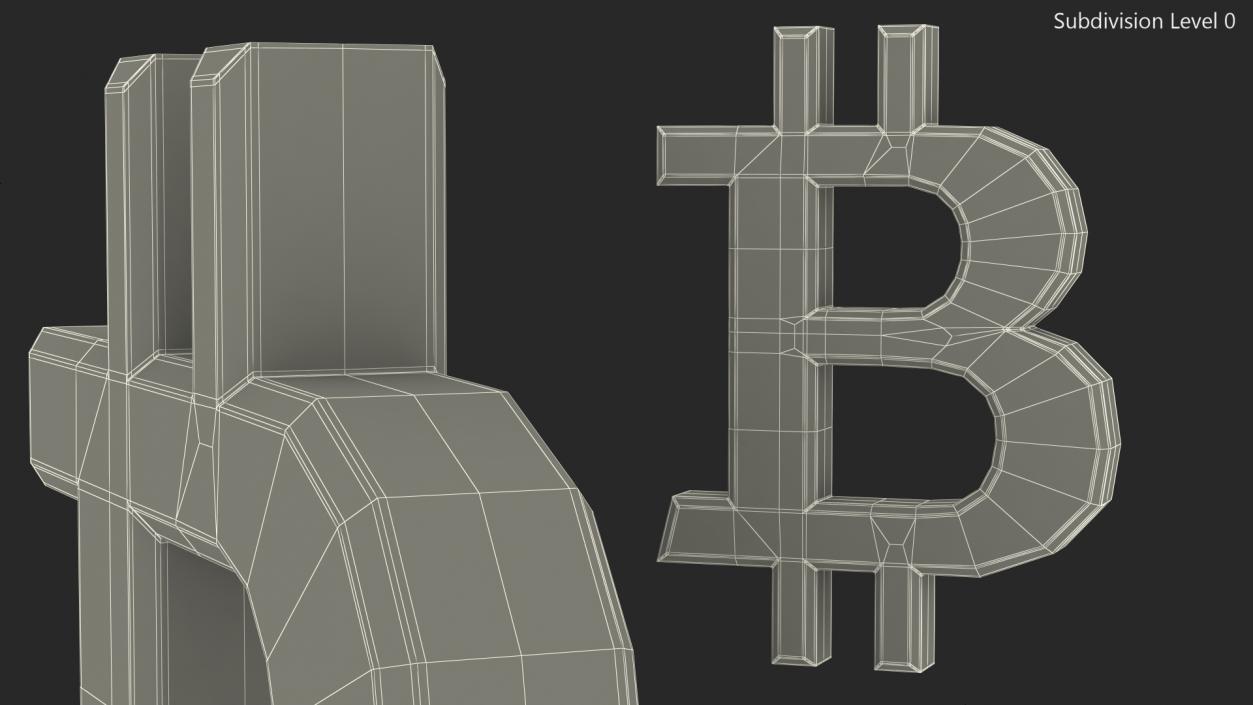 Bitcoin Symbol Gold 3D model