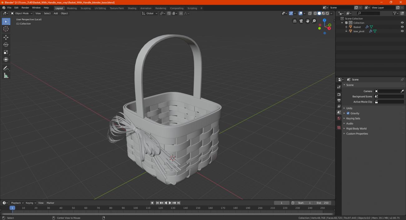 3D Basket with Handle model