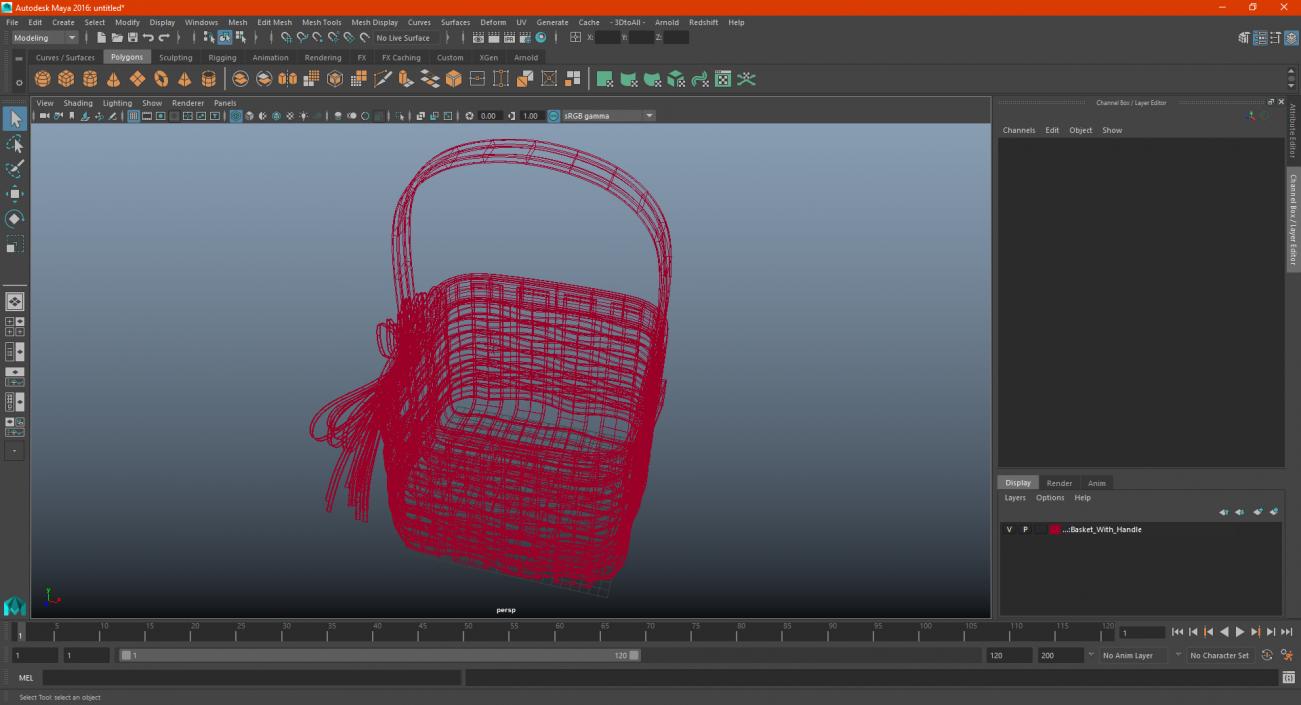 3D Basket with Handle model