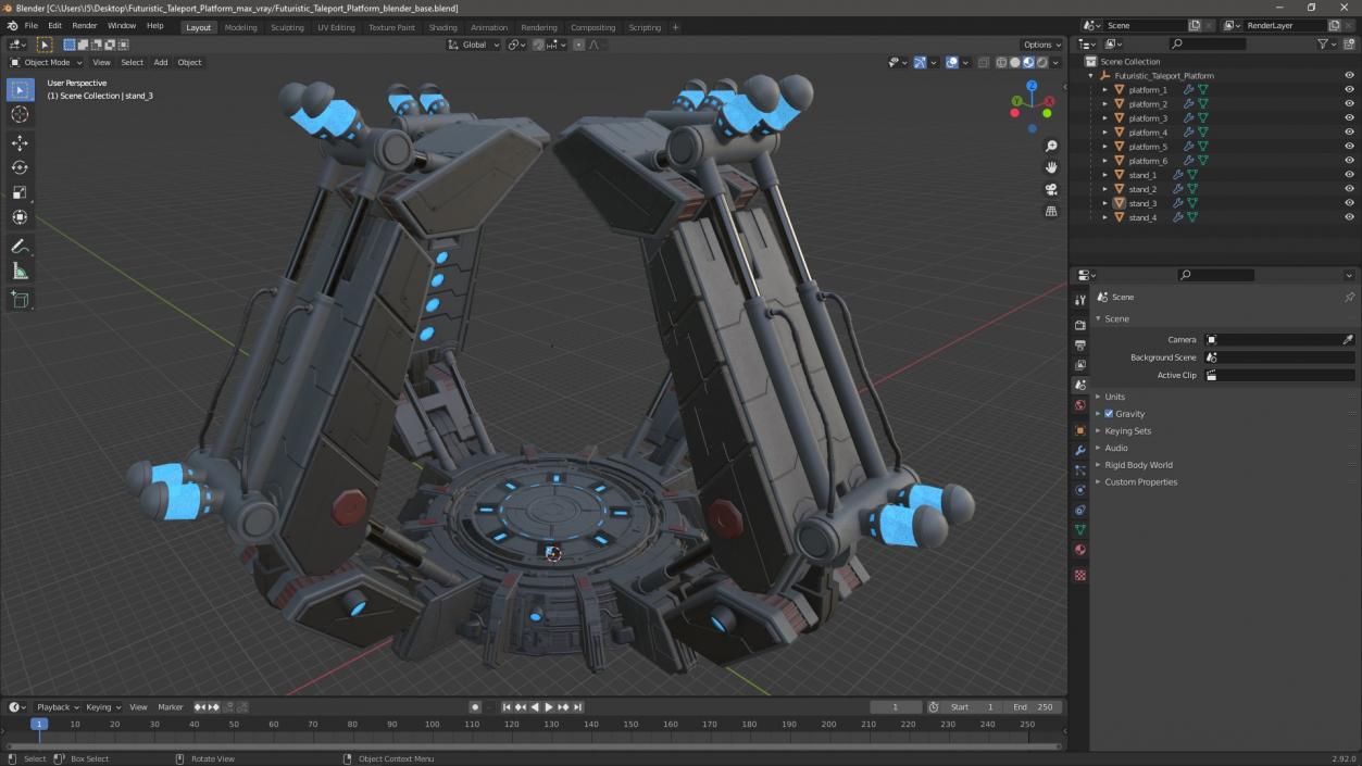 3D Futuristic Teleport Platform model