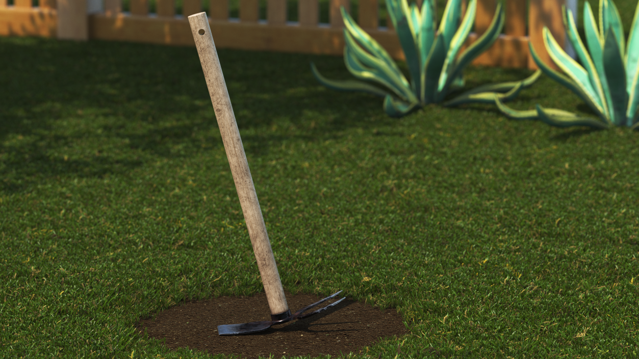 3D Old Double Headed Garden Hoe model