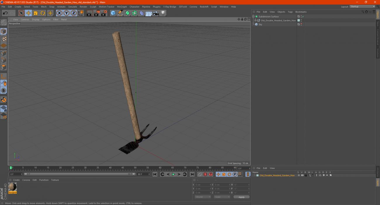 3D Old Double Headed Garden Hoe model