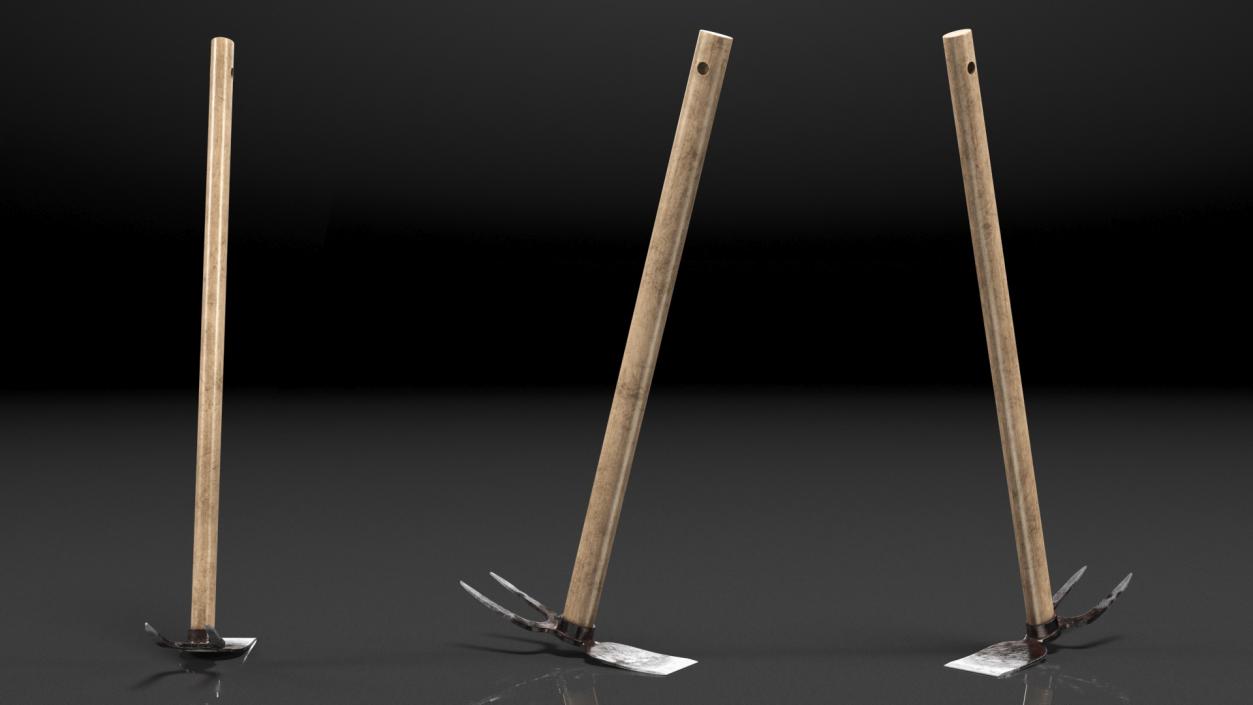 3D Old Double Headed Garden Hoe model