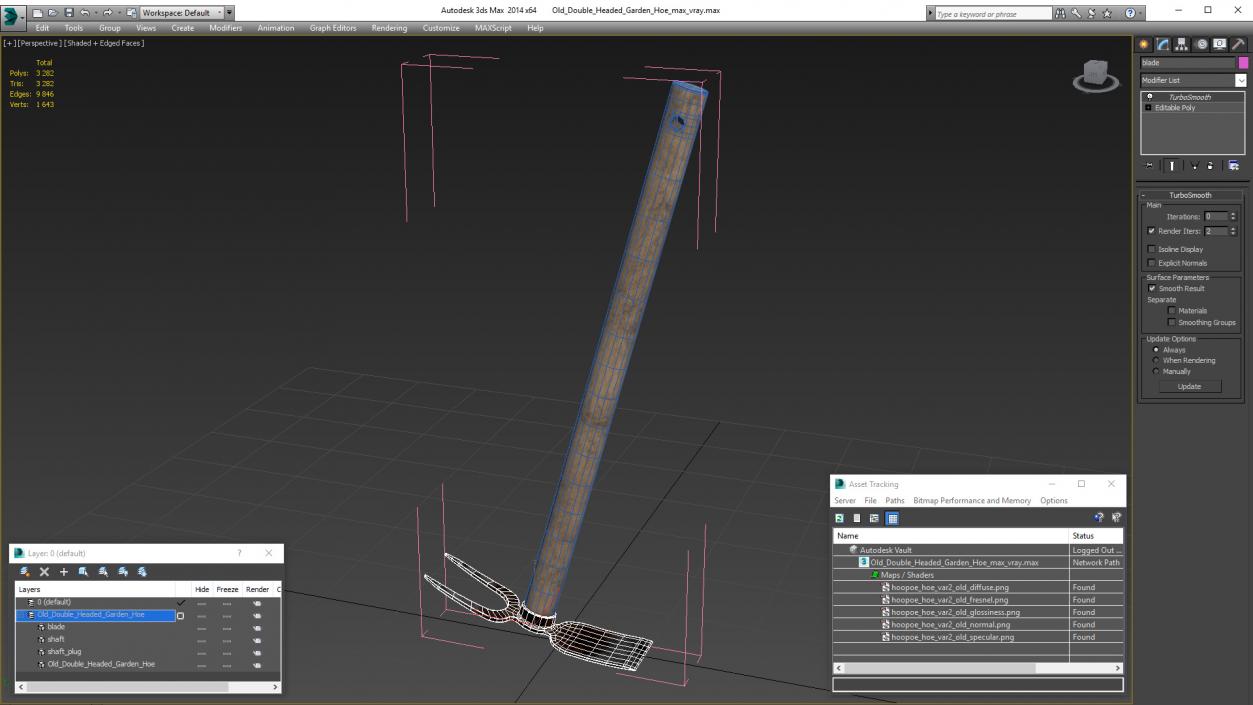 3D Old Double Headed Garden Hoe model