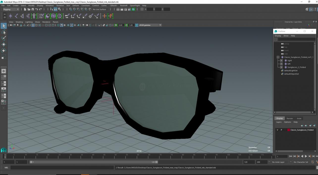 3D model Classic Sunglasses Folded