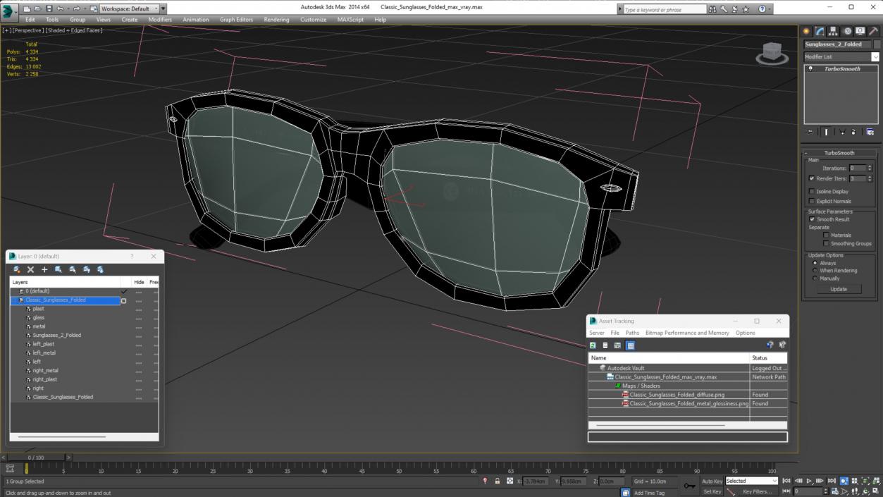 3D model Classic Sunglasses Folded