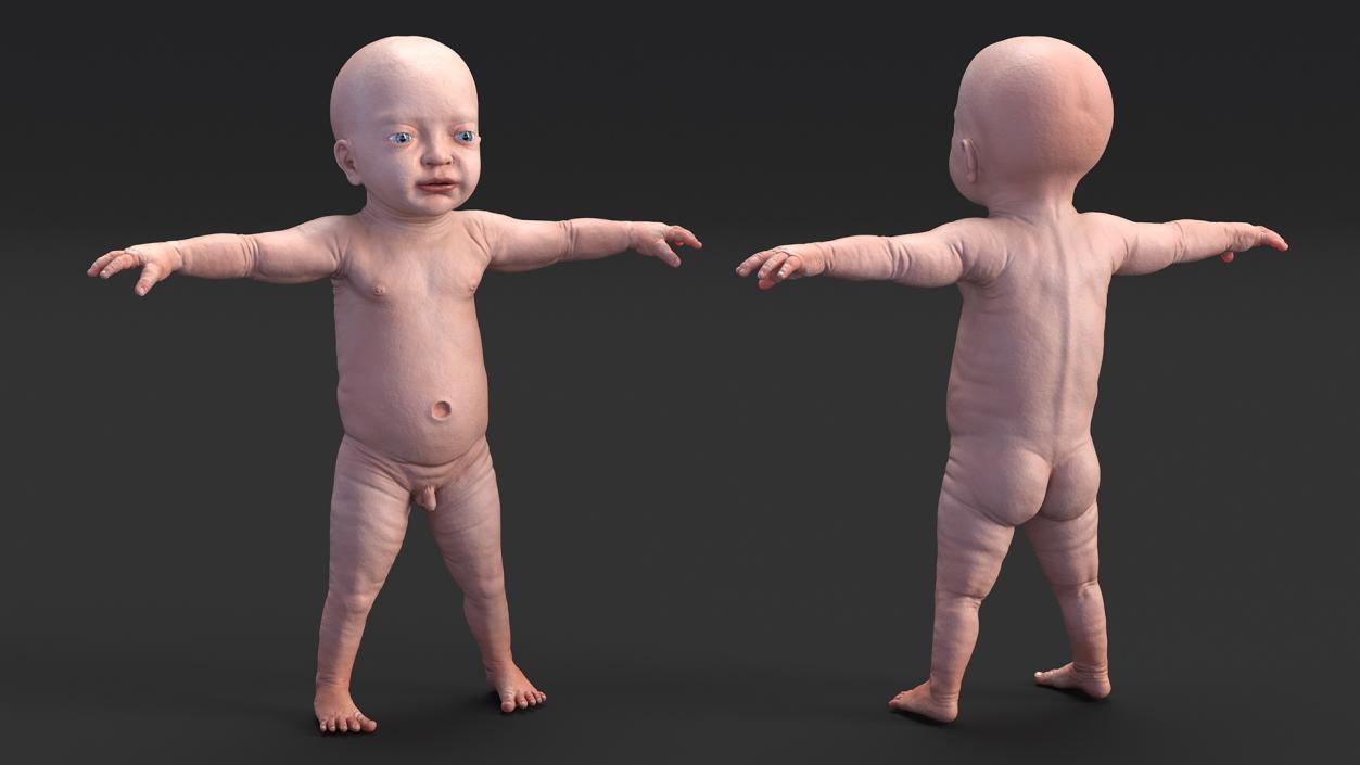 3D 8 Month Baby Boy T-Pose model