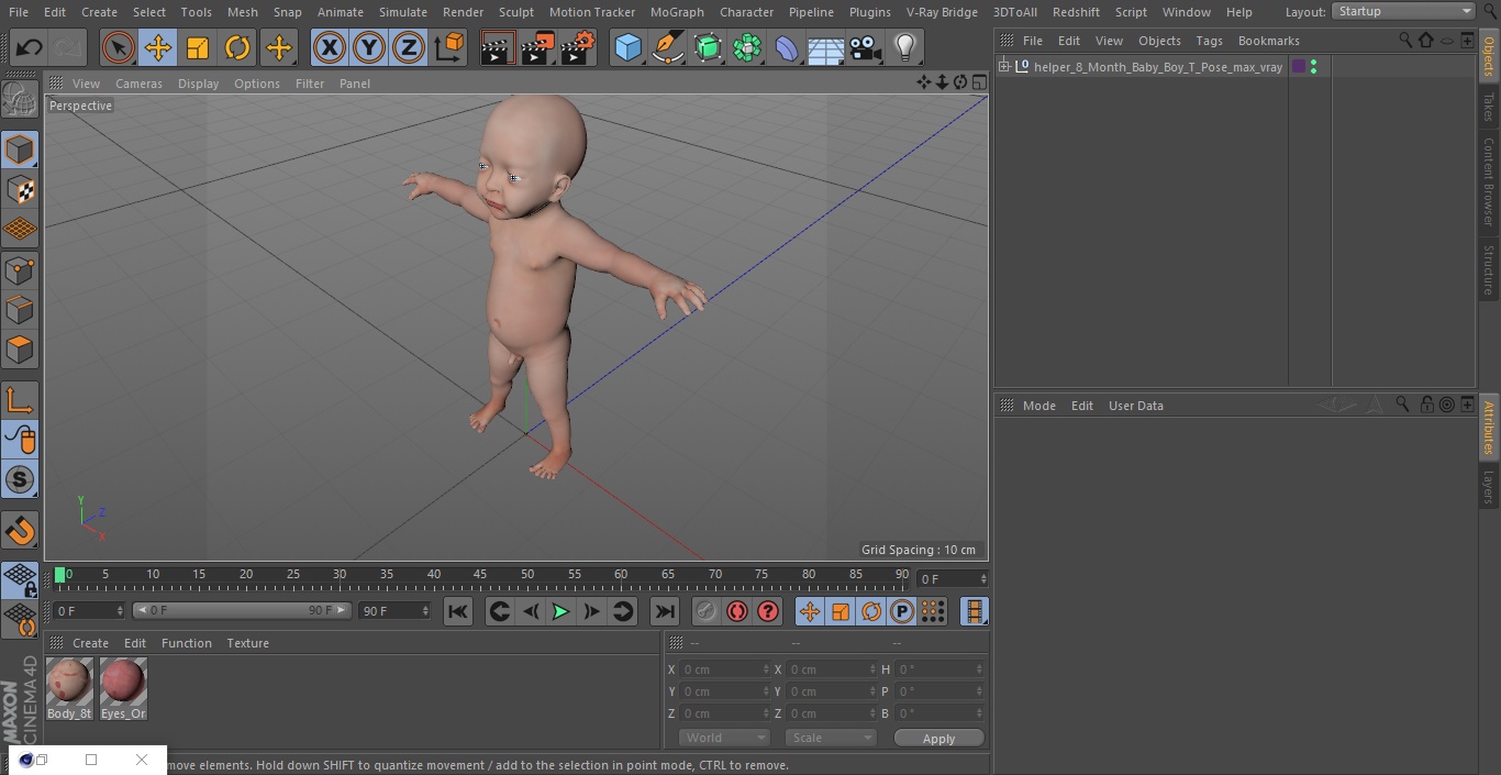 3D 8 Month Baby Boy T-Pose model