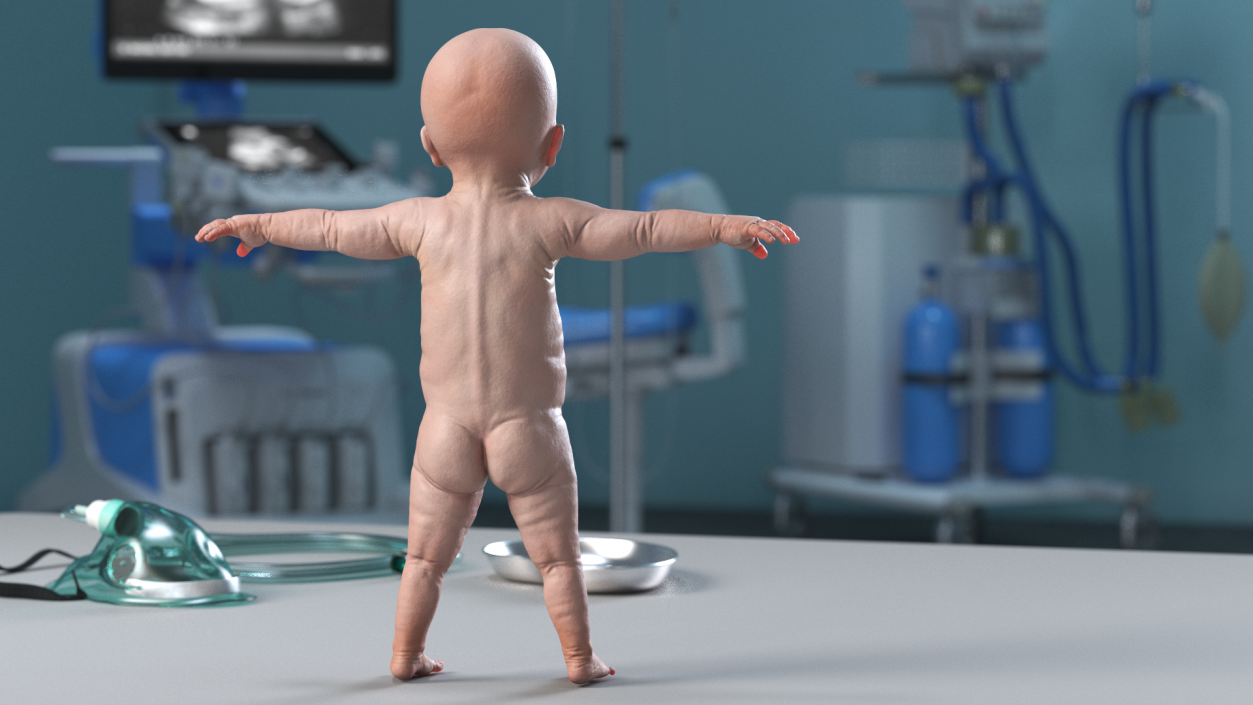 3D 8 Month Baby Boy T-Pose model