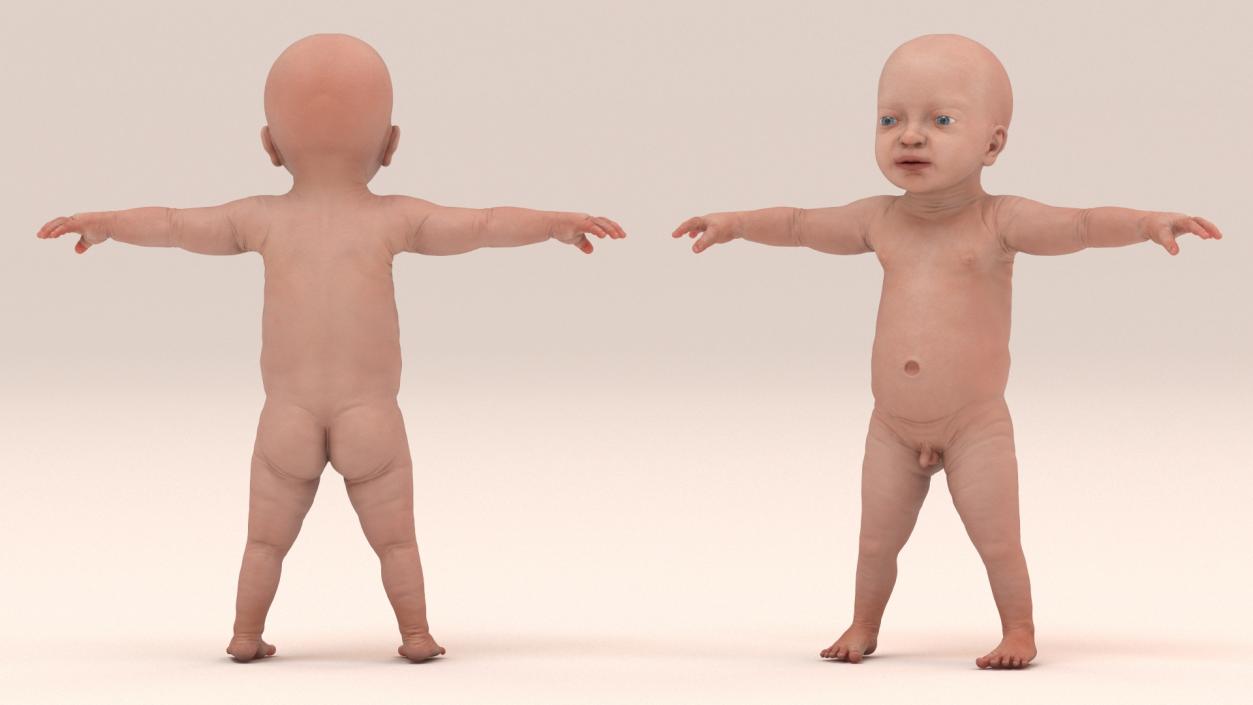 3D 8 Month Baby Boy T-Pose model