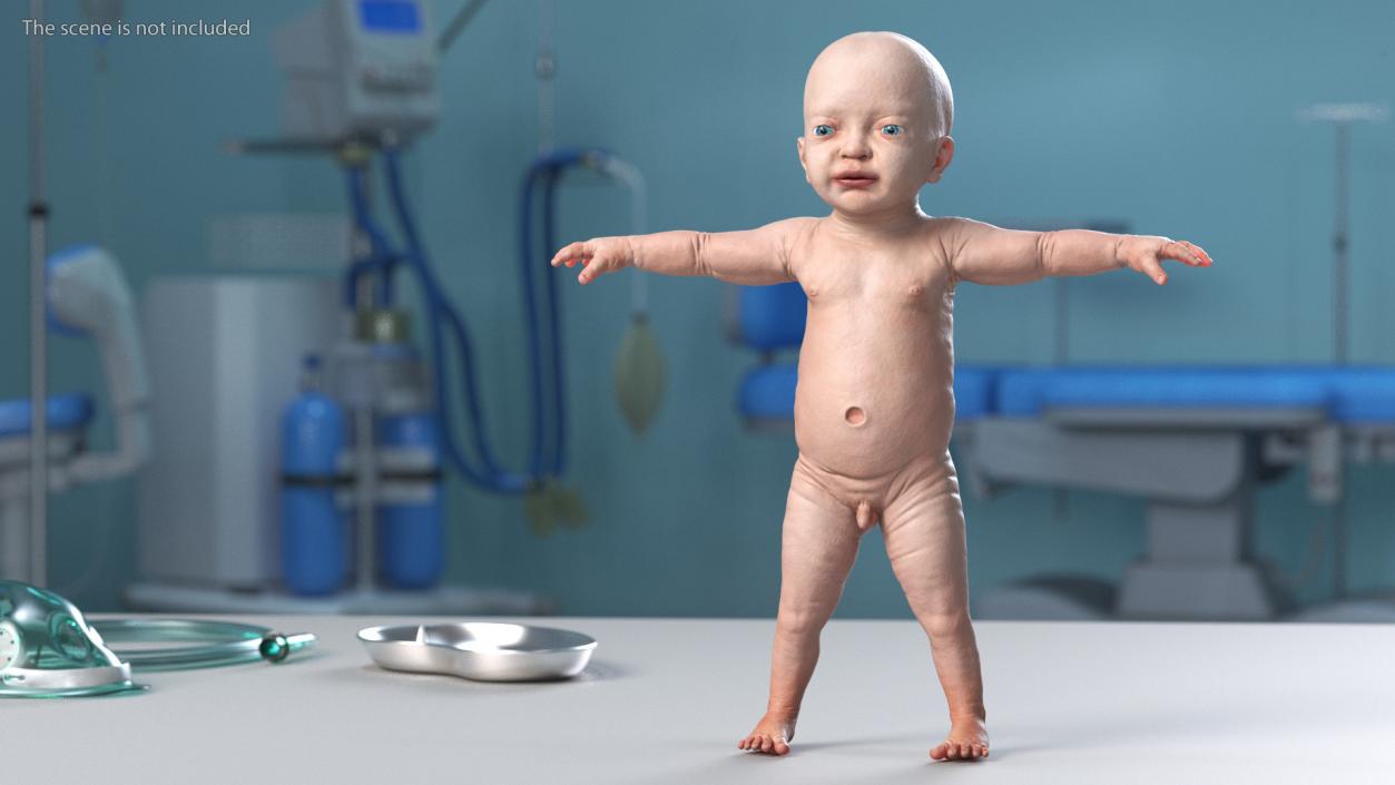 3D 8 Month Baby Boy T-Pose model