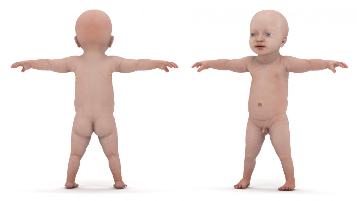 3D 8 Month Baby Boy T-Pose model