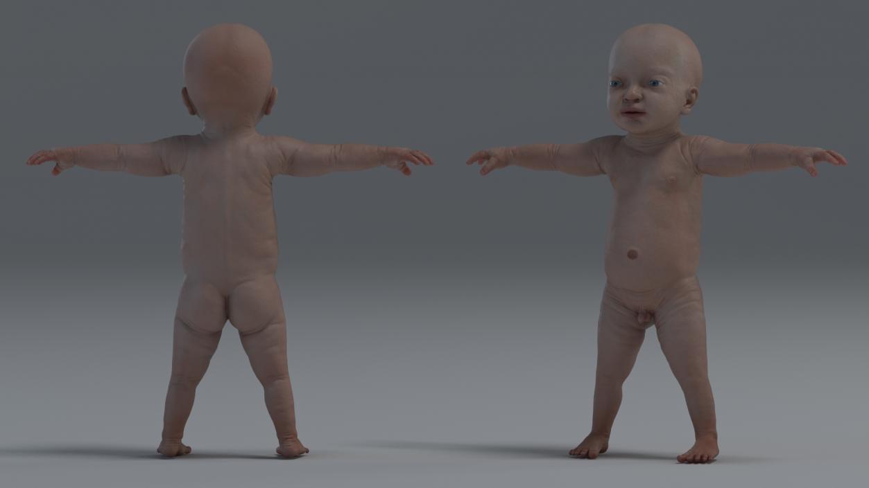 3D 8 Month Baby Boy T-Pose model