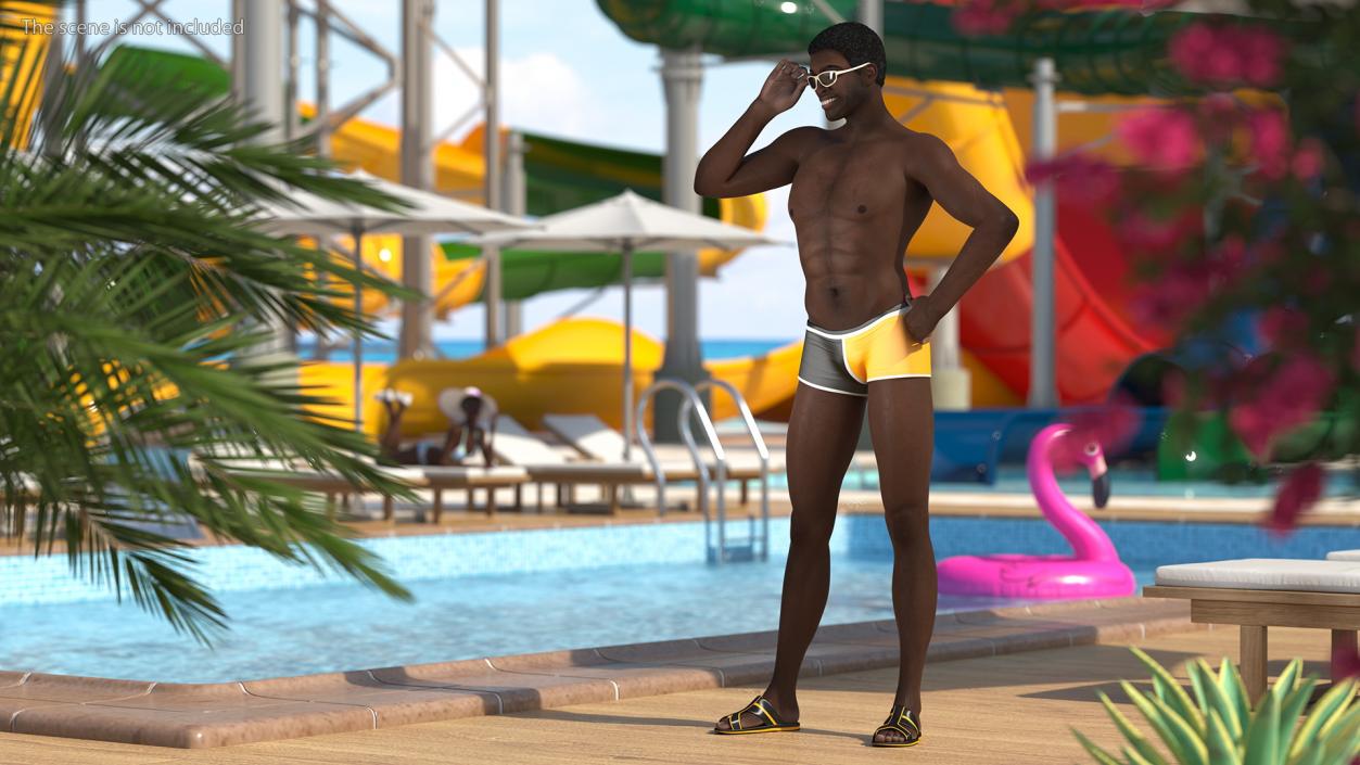 Afro American Man in Swimwear 3D model