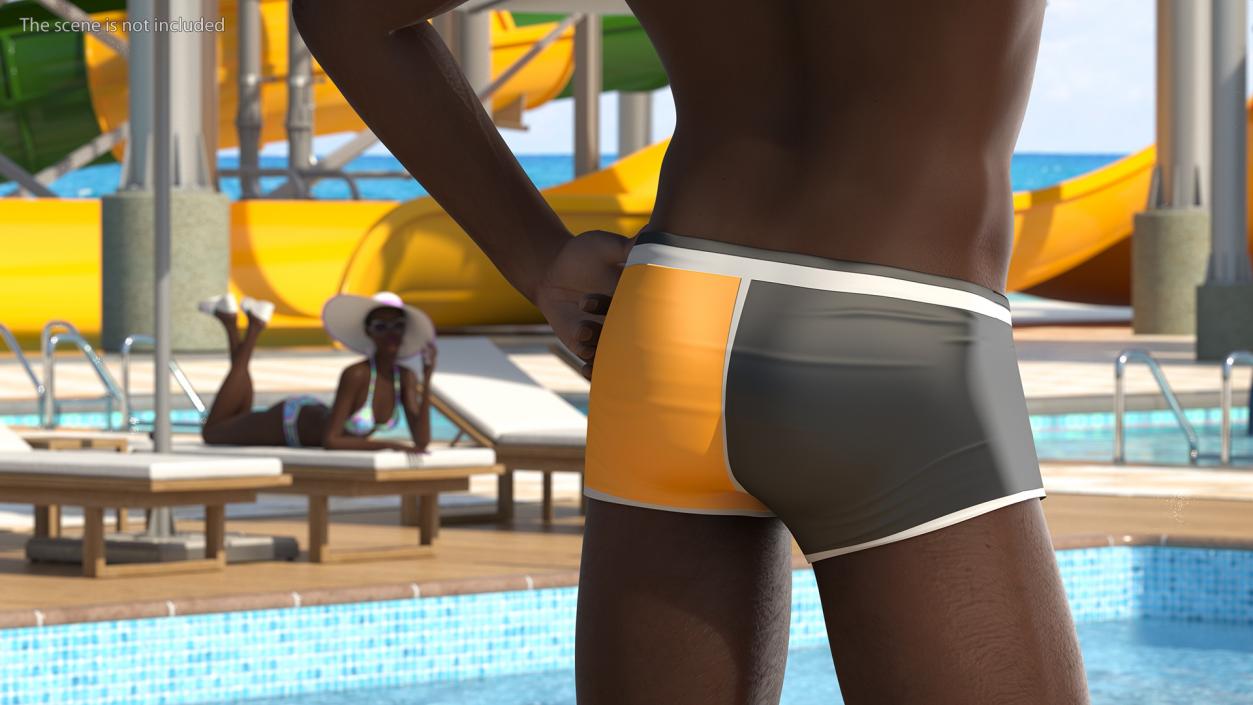 Afro American Man in Swimwear 3D model