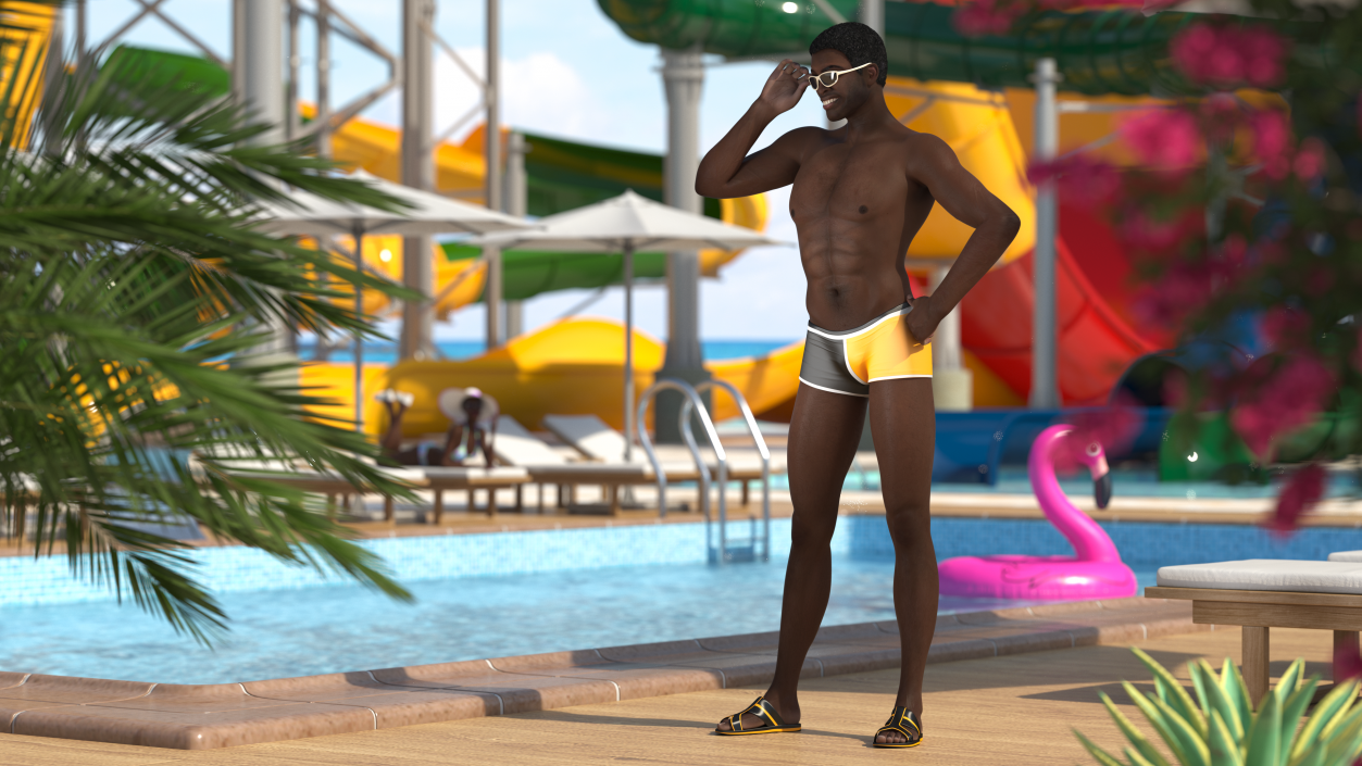 Afro American Man in Swimwear 3D model