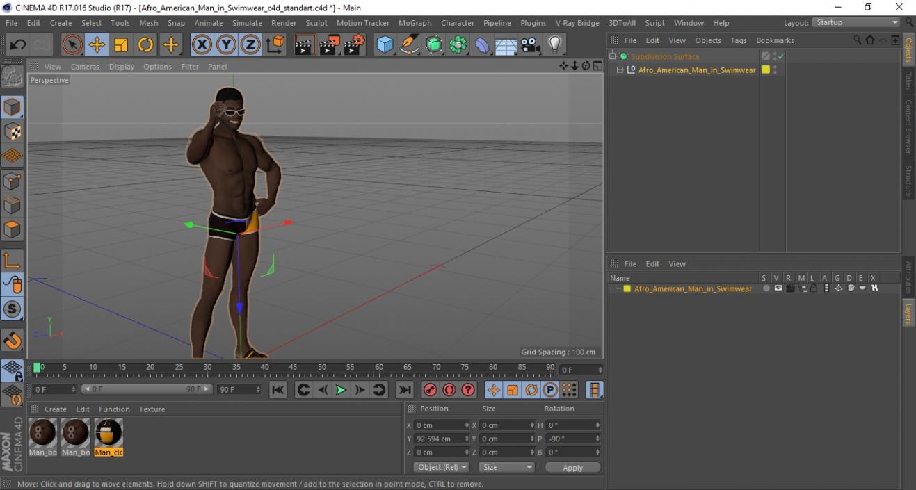 Afro American Man in Swimwear 3D model