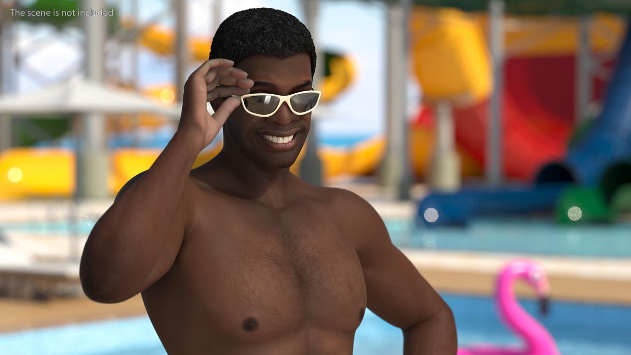 Afro American Man in Swimwear 3D model