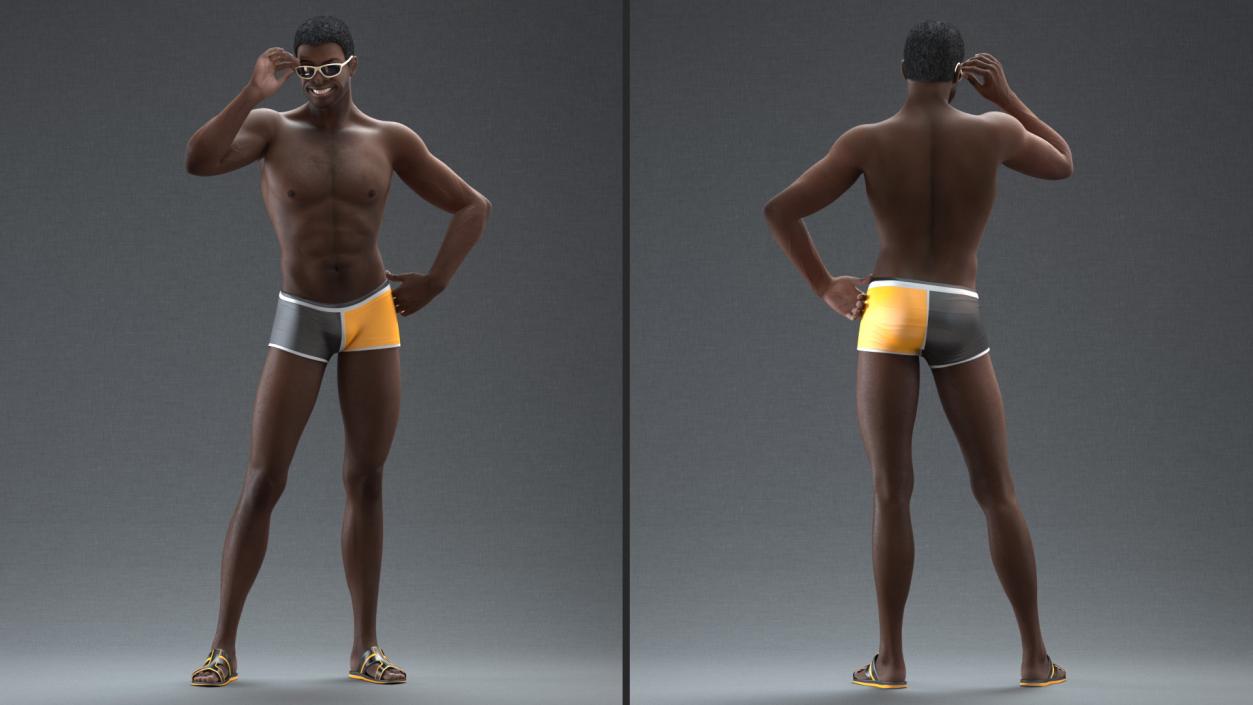 Afro American Man in Swimwear 3D model