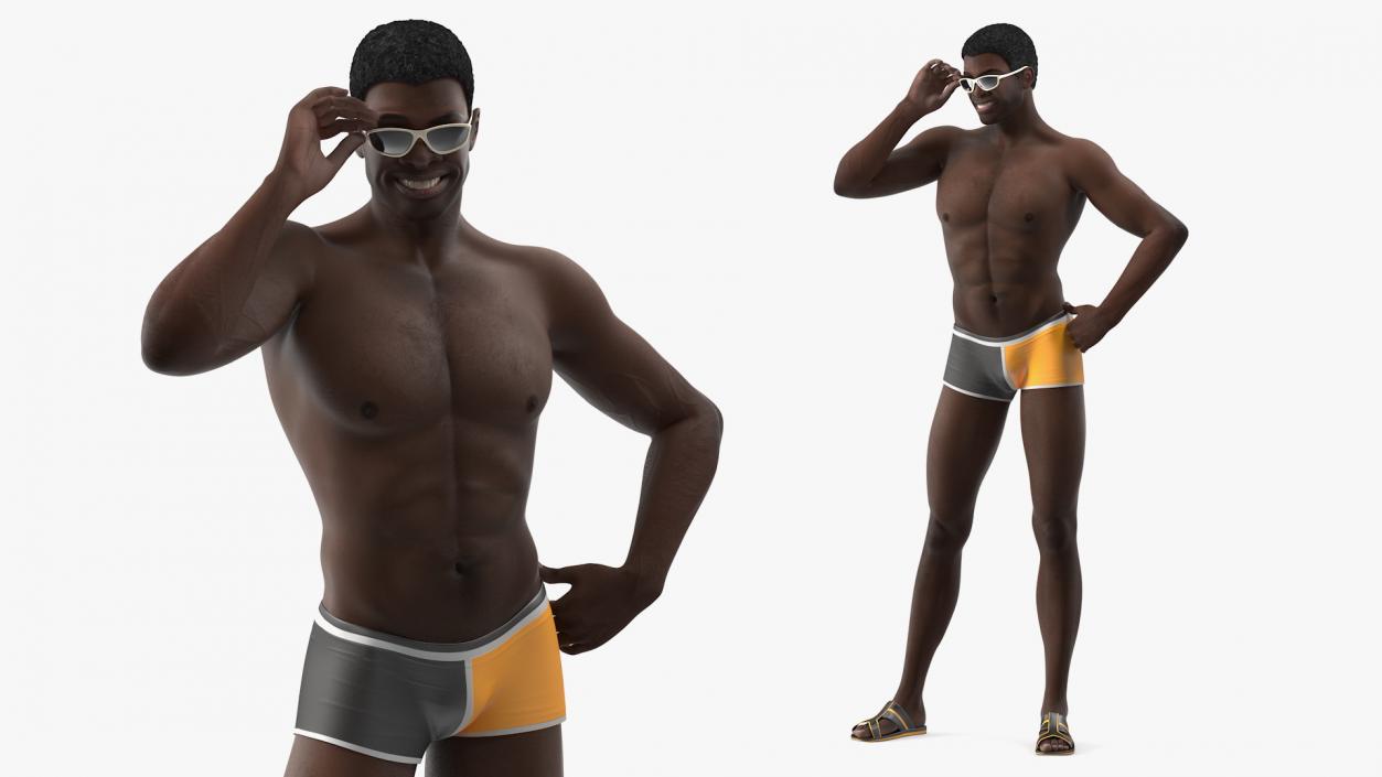 Afro American Man in Swimwear 3D model