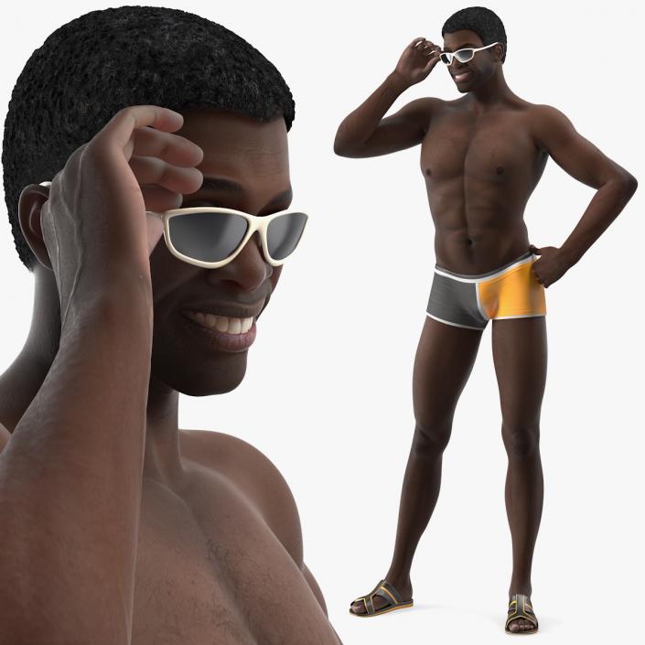 Afro American Man in Swimwear 3D model