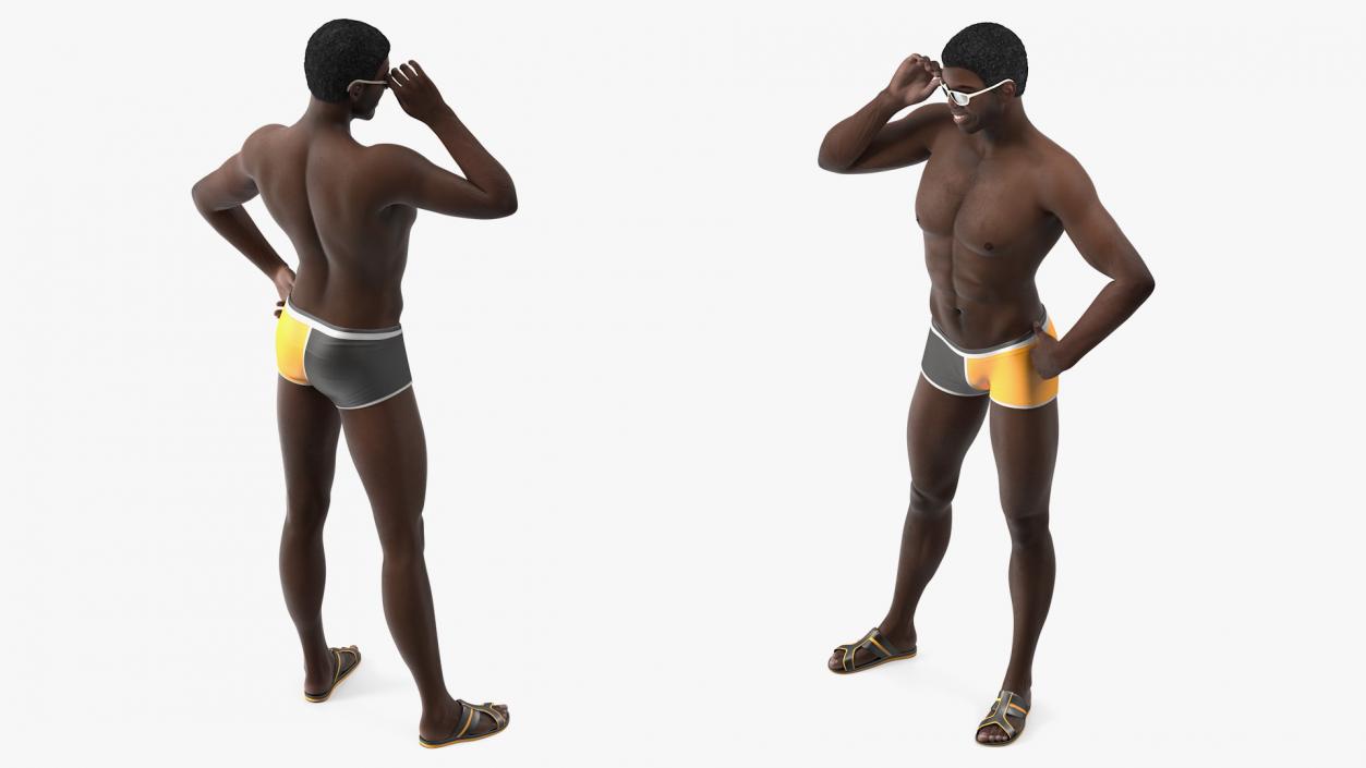 Afro American Man in Swimwear 3D model