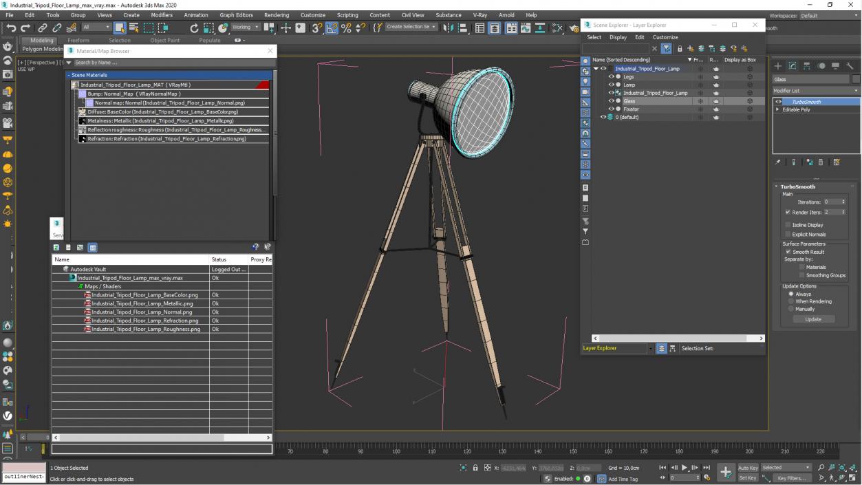 3D Industrial Tripod Floor Lamp model