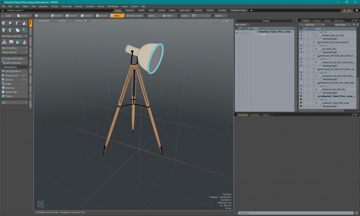 3D Industrial Tripod Floor Lamp model