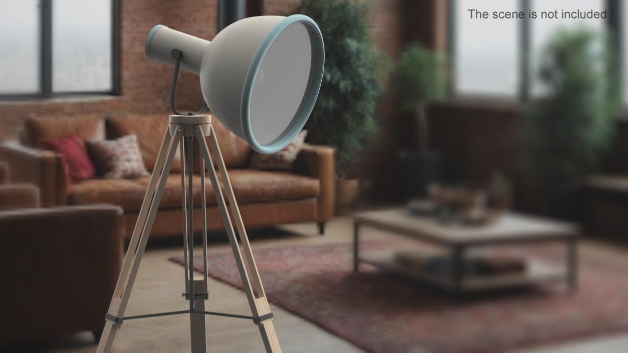 3D Industrial Tripod Floor Lamp model