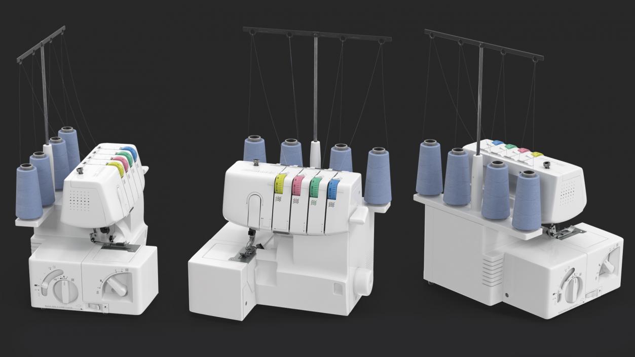 3D model Compact Serger Overlock Machine with Thread Spools