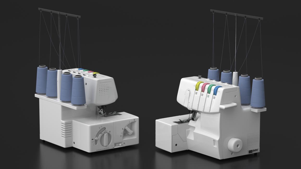 3D model Compact Serger Overlock Machine with Thread Spools