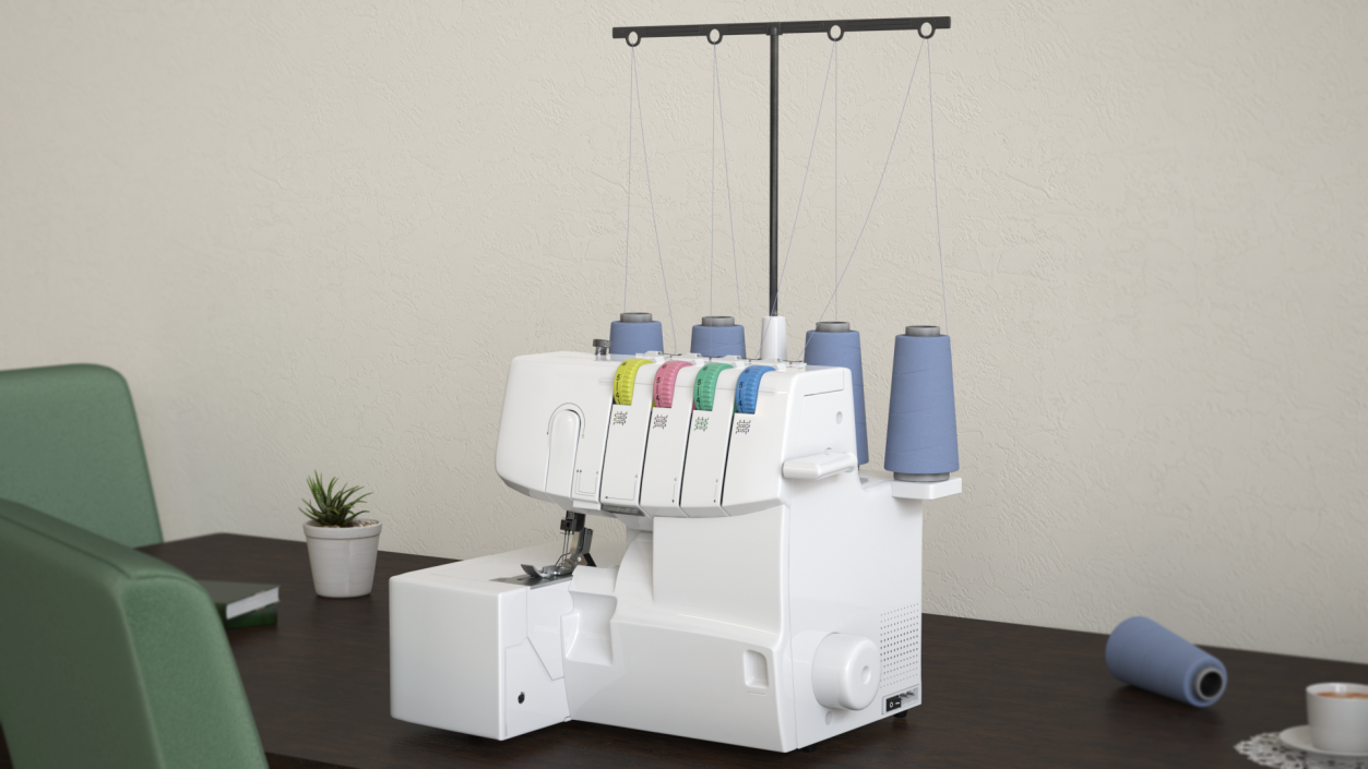 3D model Compact Serger Overlock Machine with Thread Spools