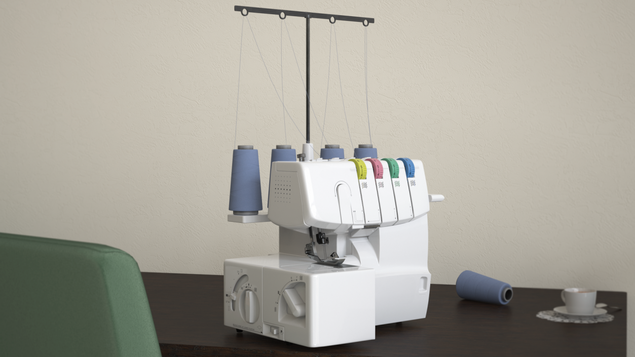 3D model Compact Serger Overlock Machine with Thread Spools