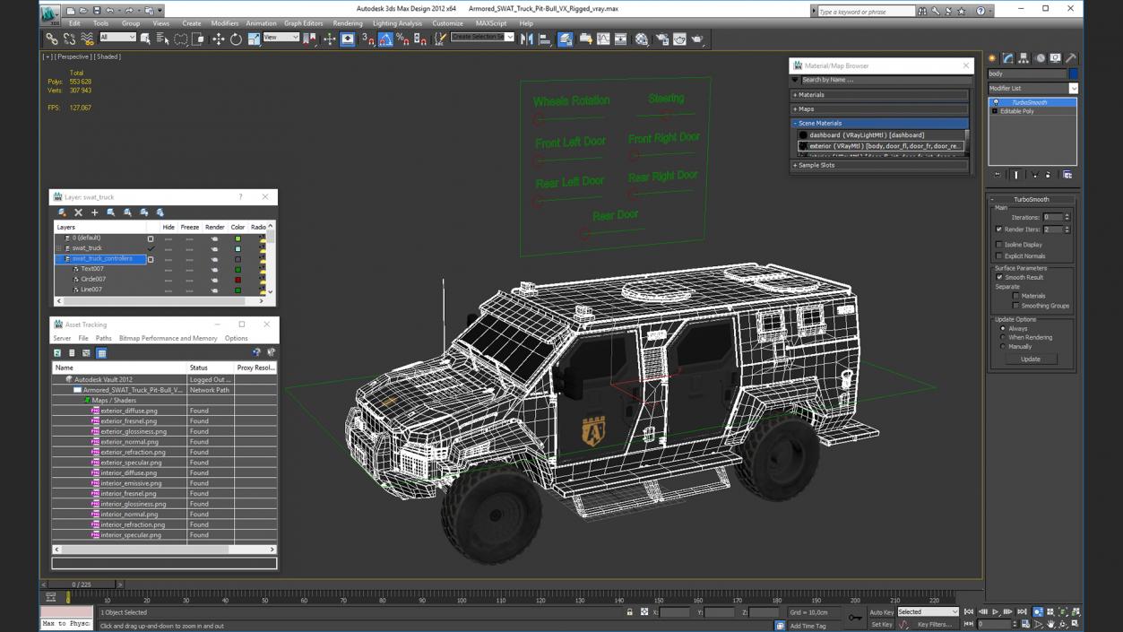 Armored SWAT Truck Pit-Bull VX Rigged 3D