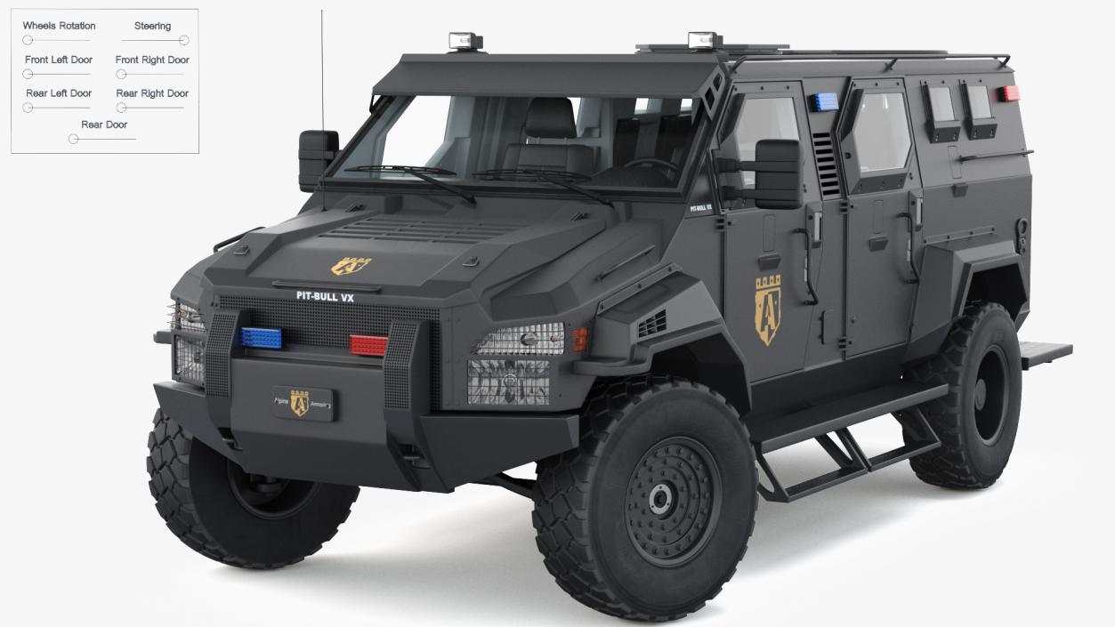 Armored SWAT Truck Pit-Bull VX Rigged 3D