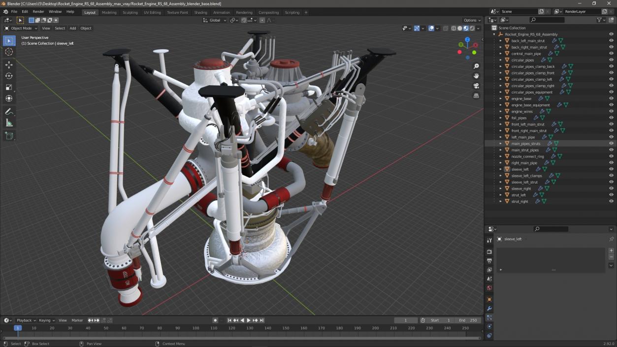 3D Rocket Engine RS 68 Assembly model