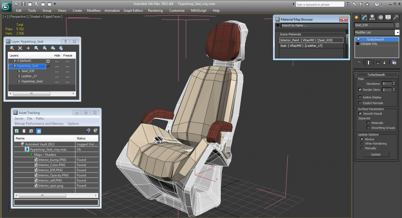 Hyperloop Seat 3D model