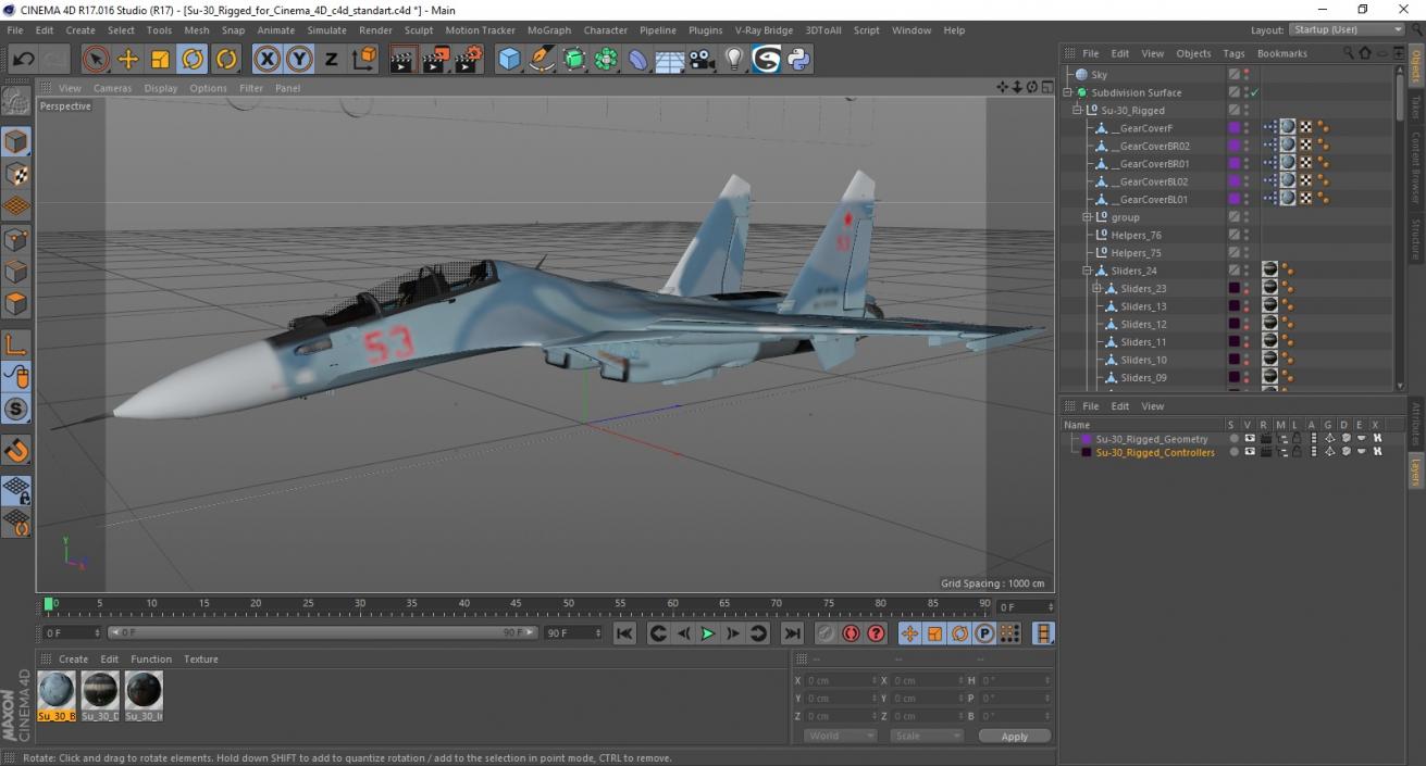 3D Su-30 Rigged for Cinema 4D