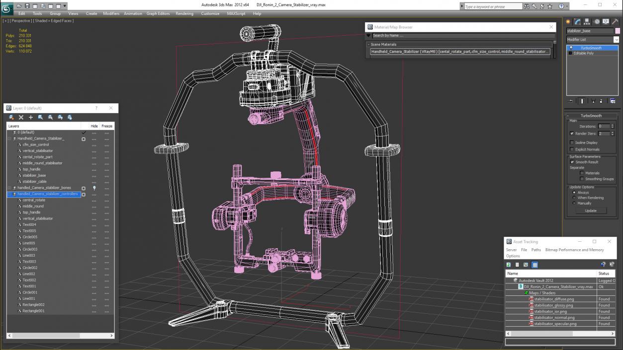 3D DJI Ronin 2 Camera Stabilizer Rigged