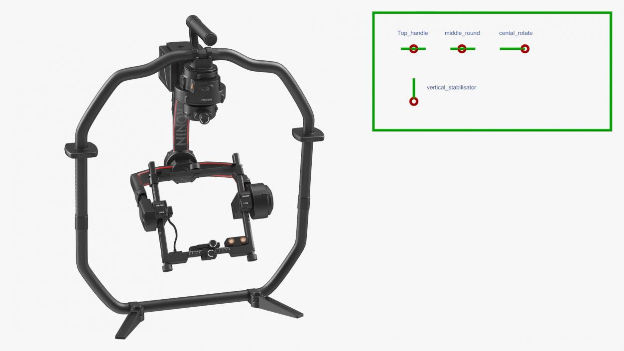 3D DJI Ronin 2 Camera Stabilizer Rigged