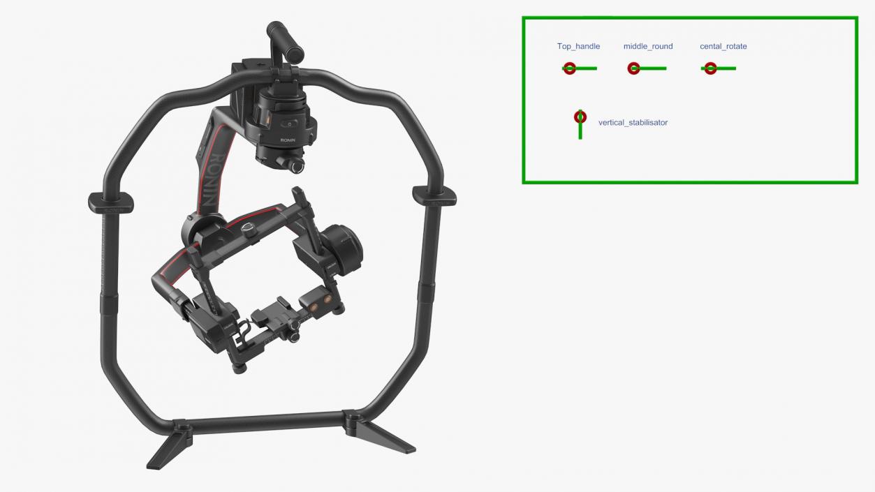 3D DJI Ronin 2 Camera Stabilizer Rigged