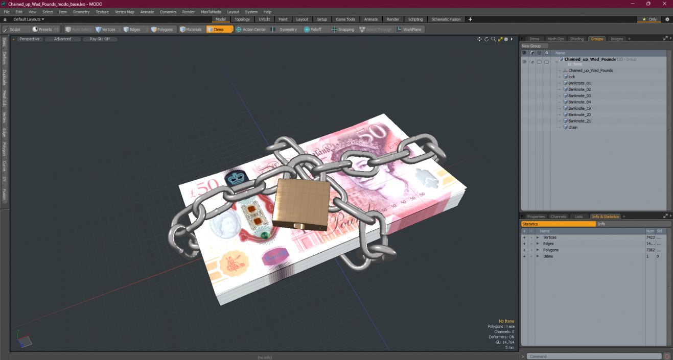 3D Chained up Wad Pounds 2 model