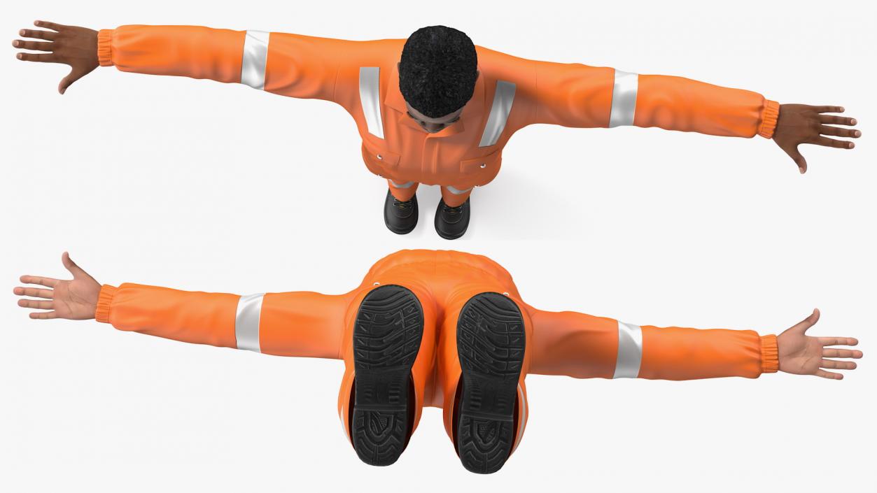 3D model Light Skin Black Road Worker Rigged