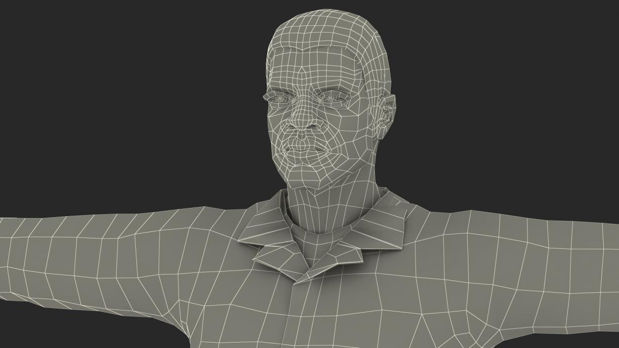 3D model Light Skin Black Road Worker Rigged