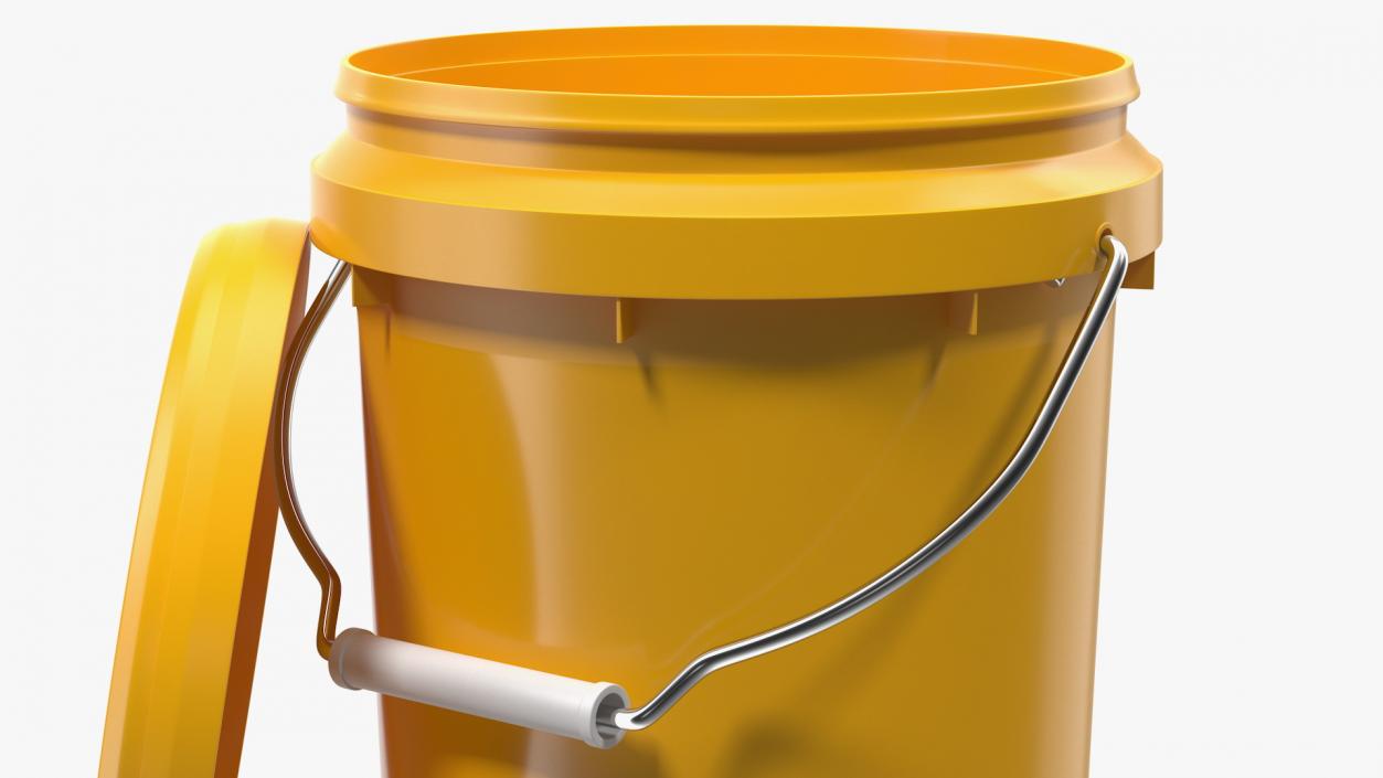 Plastic Bucket 5L with Lid and Handle 3D