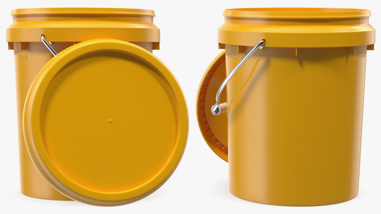 Plastic Bucket 5L with Lid and Handle 3D