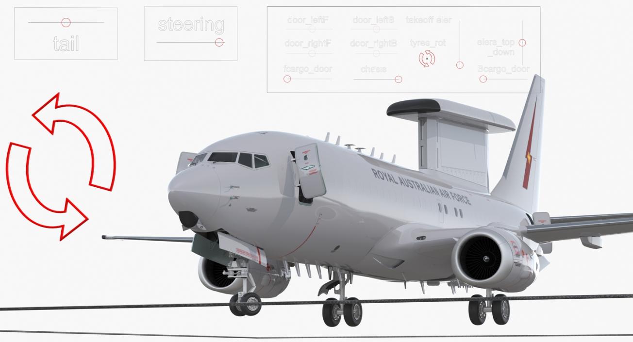 Boeing 737 Wedgetail Royal Australian Air Force Rigged 3D model