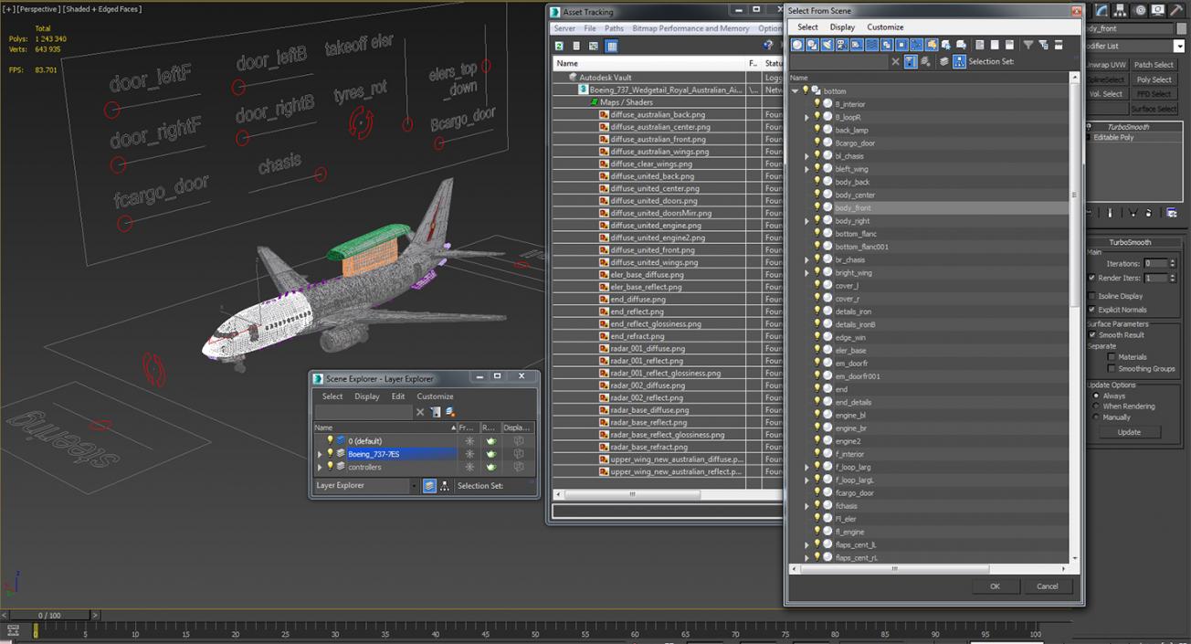 Boeing 737 Wedgetail Royal Australian Air Force Rigged 3D model