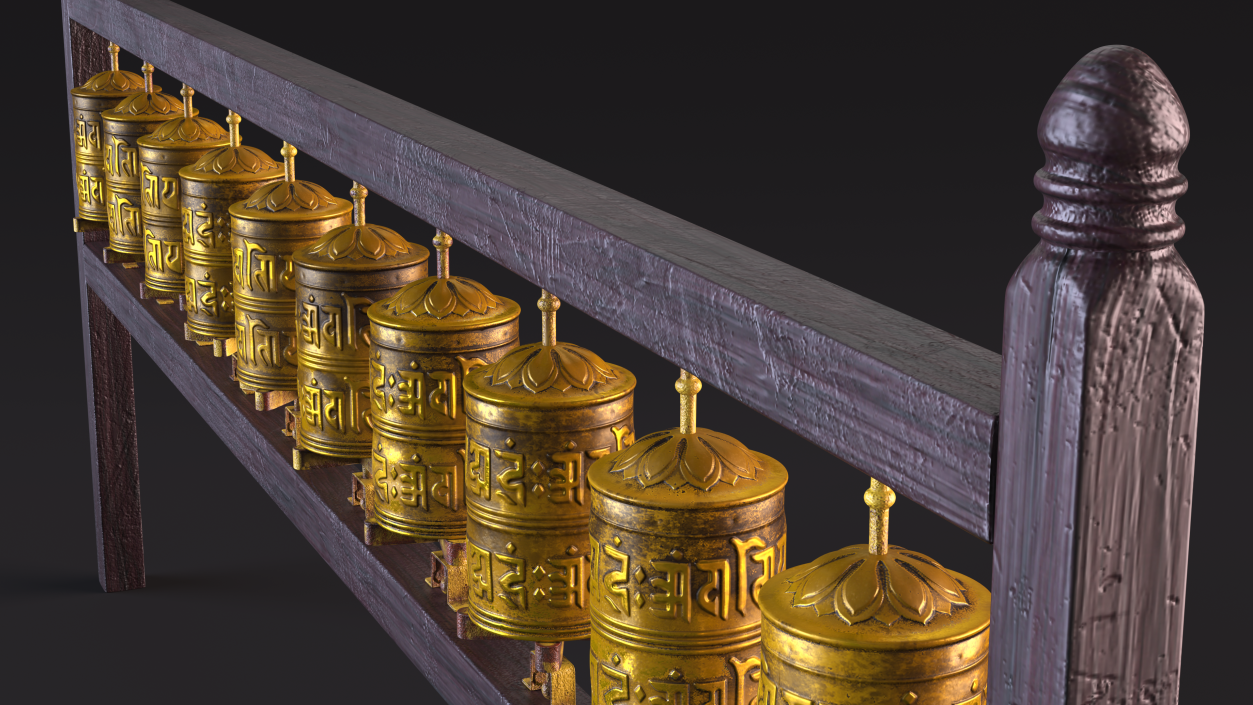 Gold Prayer Wheel 3D